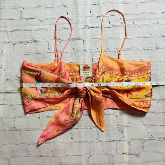 FARM RIO Mixed Scarves Crop Top Bandeau Style Vacation Resort wear Size XL - Picture 10 of 11